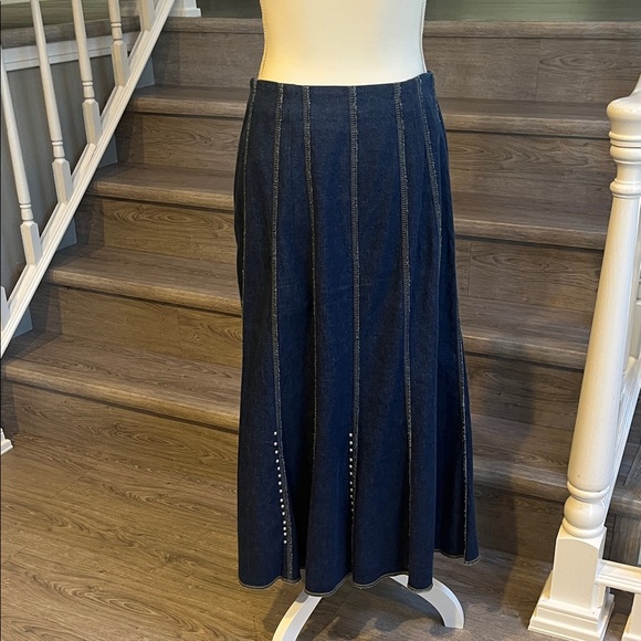 Reba Dark Blue A-Line Skirt - Picture 4 of 7
